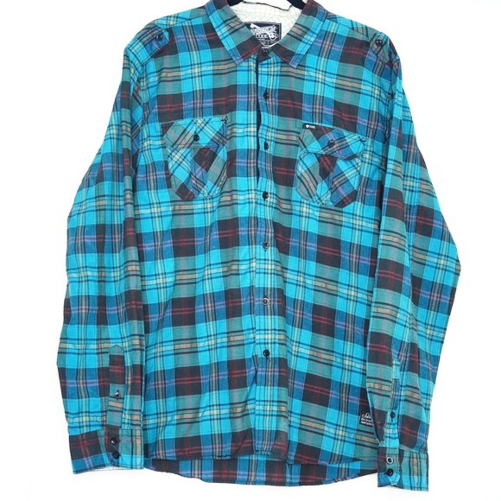Sovereign Code XXL Blue Plaid Button Front Shirt